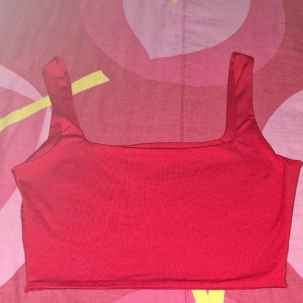 Women’s Square Neck Red Crop Tank Top